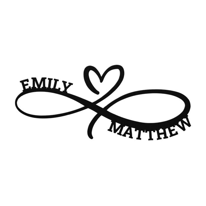Matthew & Emily Infinity Heart Metal Sign