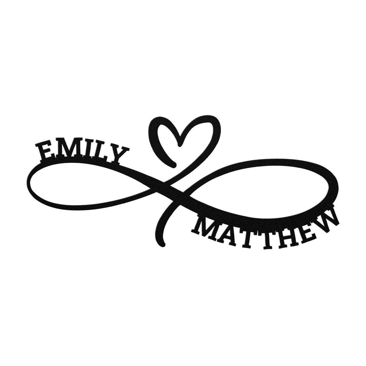 Matthew & Emily Infinity Heart Metal Sign