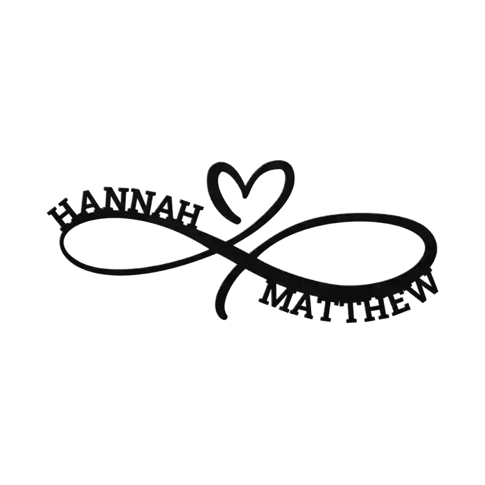 Matthew & Hannah Infinity Heart Metal Sign