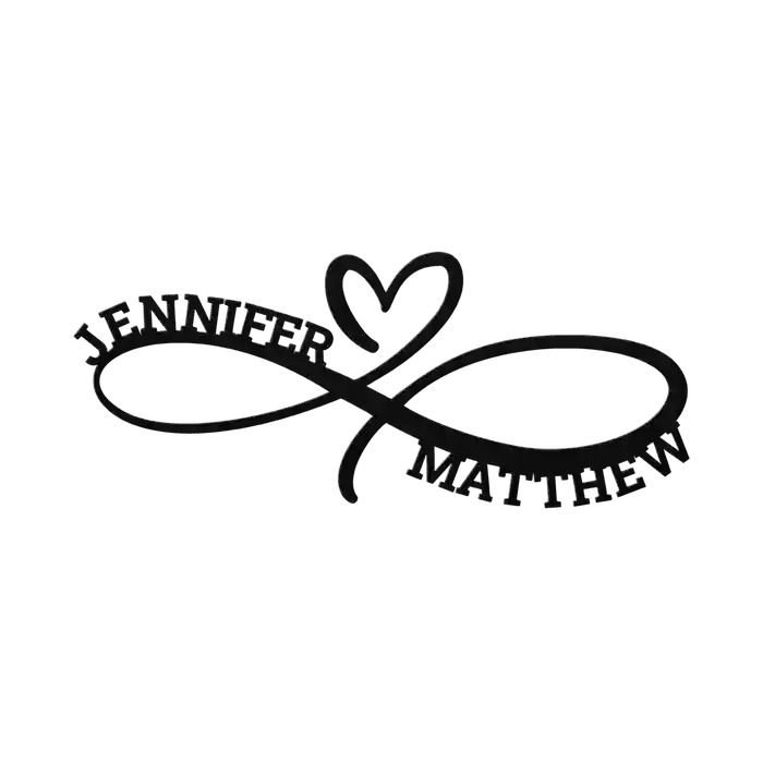 Matthew & Jennifer Infinity Heart Metal Sign