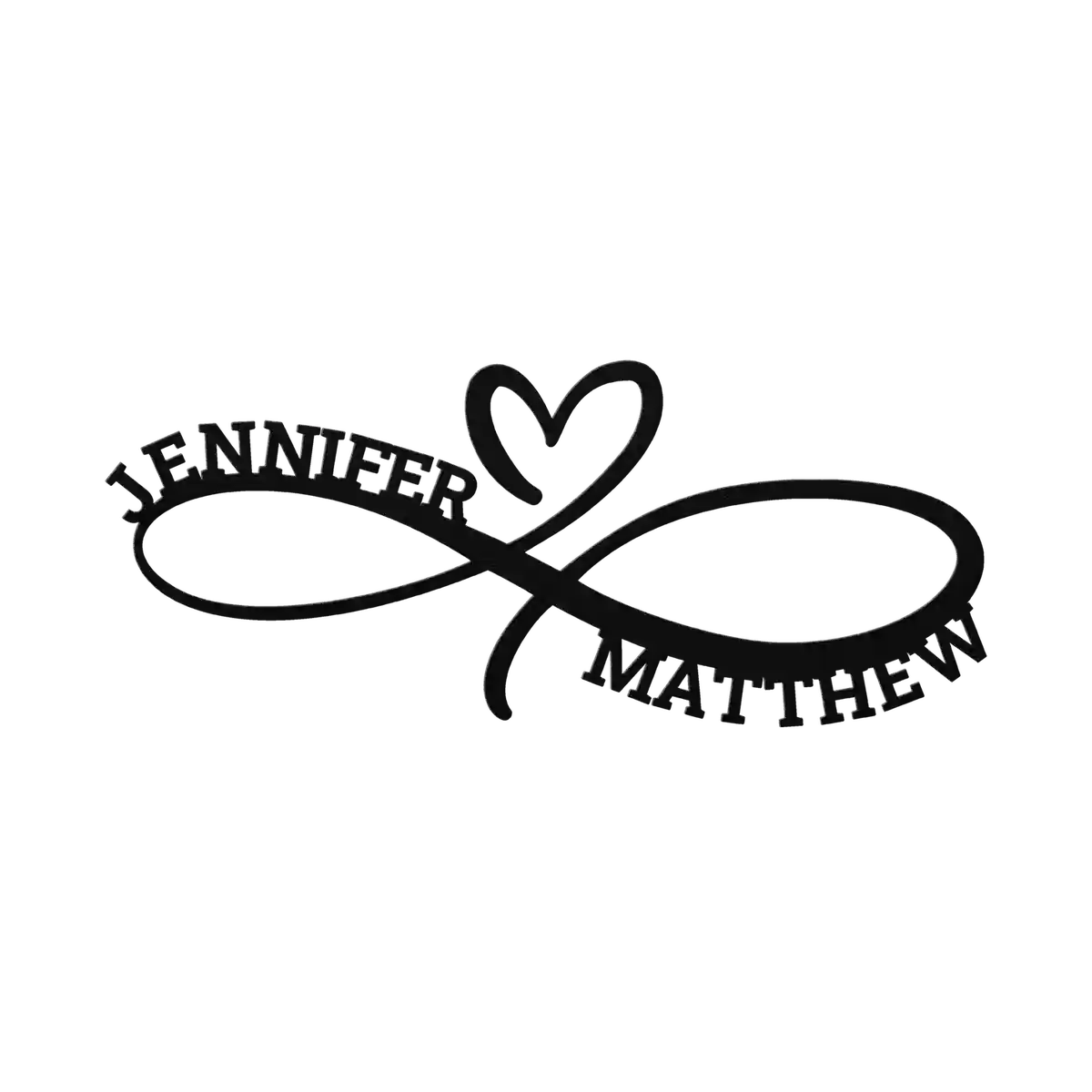 Matthew & Jennifer Infinity Heart Metal Sign