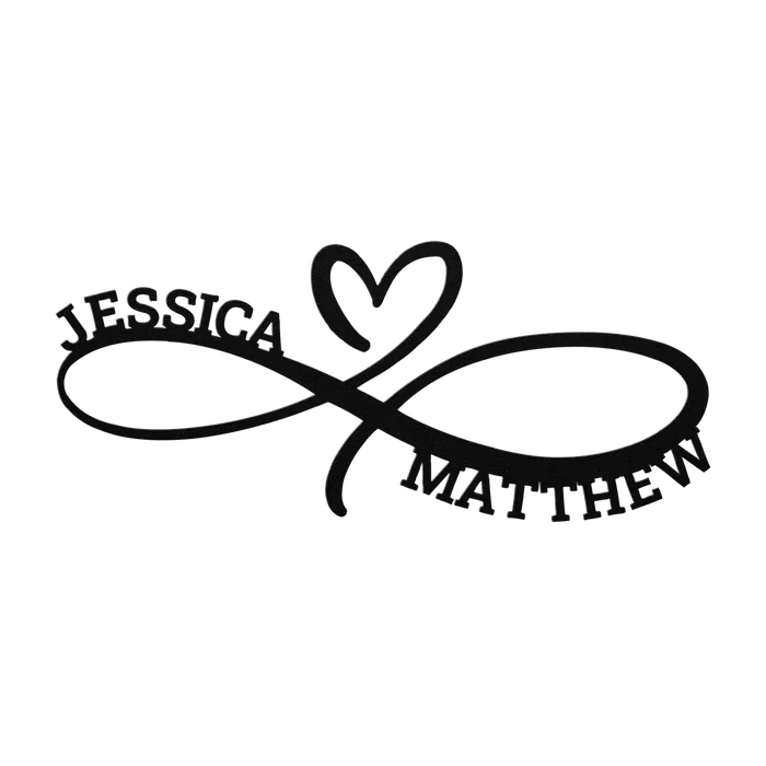 Matthew & Jessica Infinity Heart Metal Sign