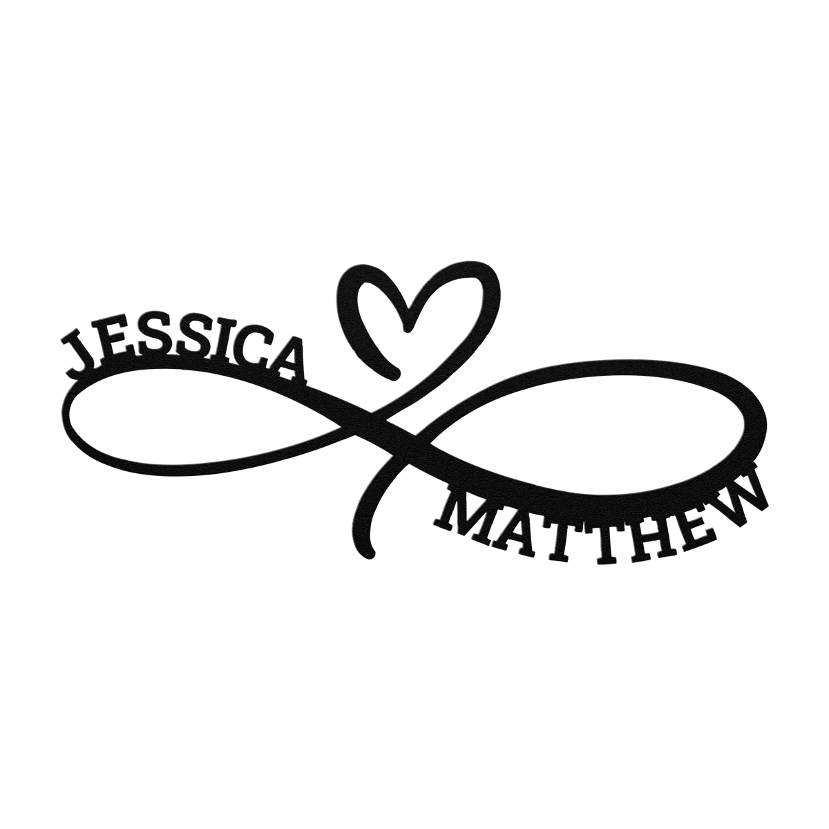 Matthew & Jessica Infinity Heart Metal Sign
