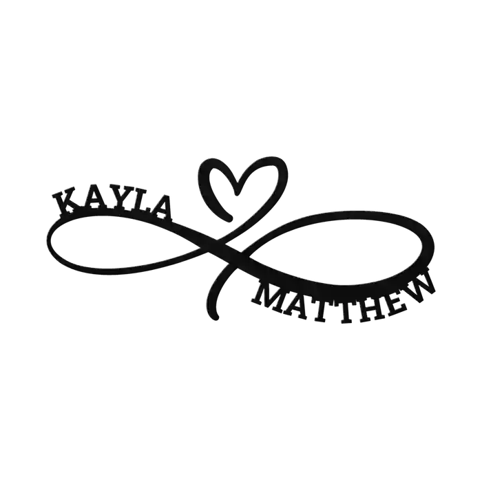 Matthew & Kayla Infinity Heart Metal Sign