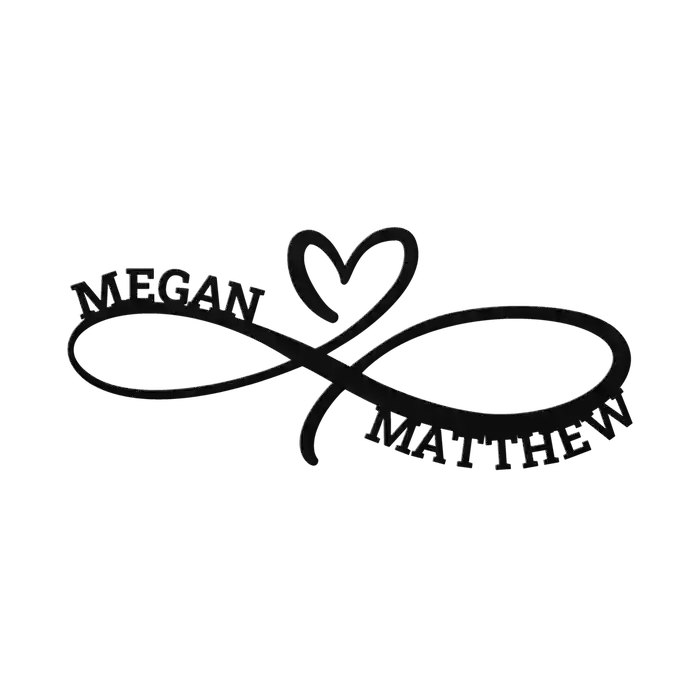 Matthew & Megan Infinity Heart Metal Sign