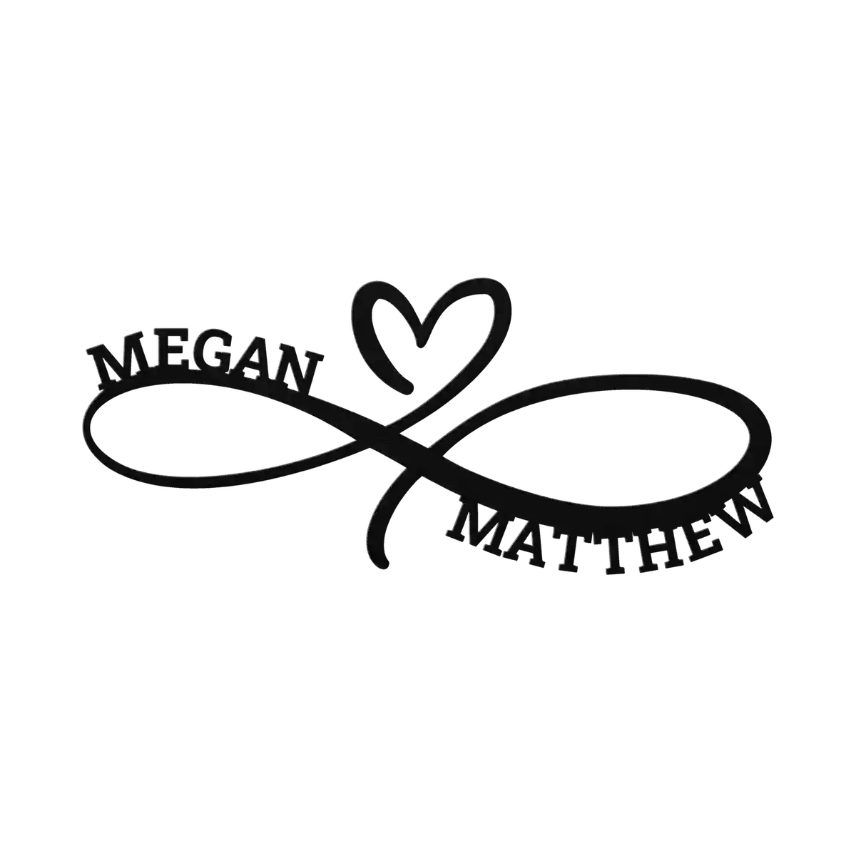 Matthew & Megan Infinity Heart Metal Sign