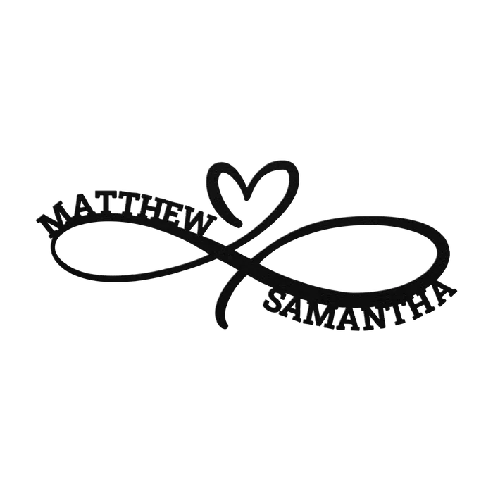 Matthew & Samantha Infinity Heart Metal Sign