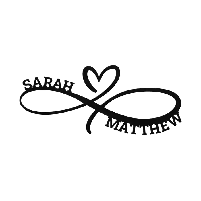 Matthew & Sarah Infinity Heart Metal Sign