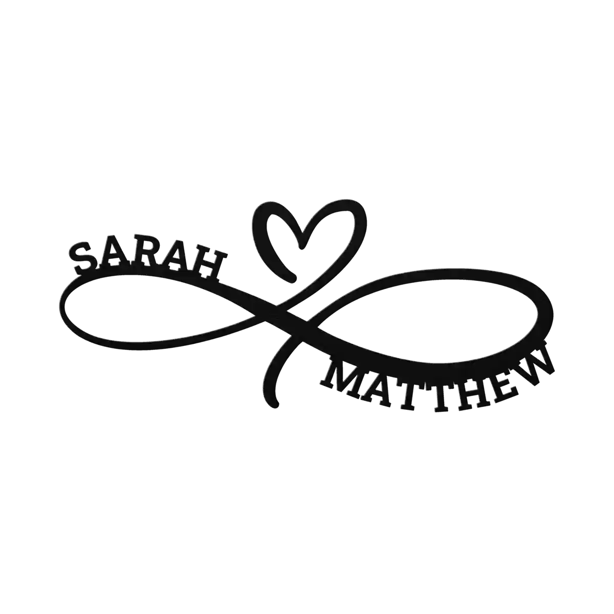 Matthew & Sarah Infinity Heart Metal Sign