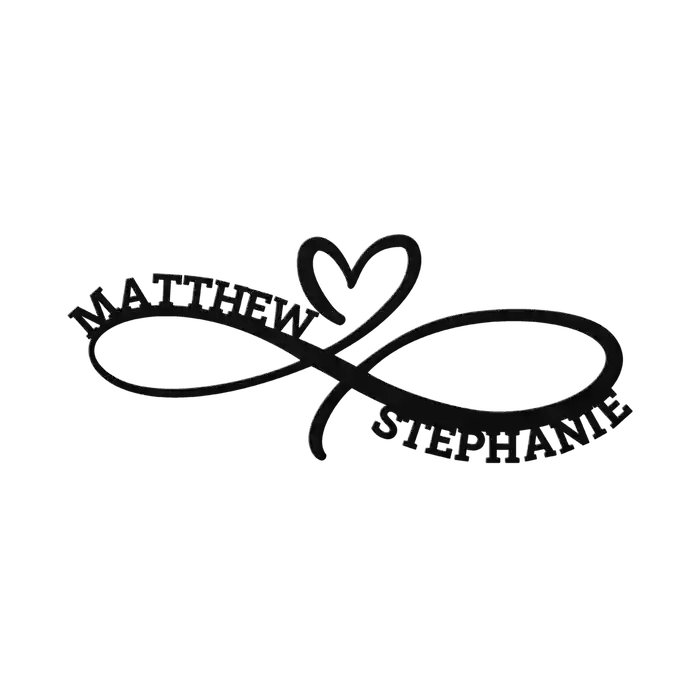 Matthew & Stephanie Infinity Heart Metal Sign
