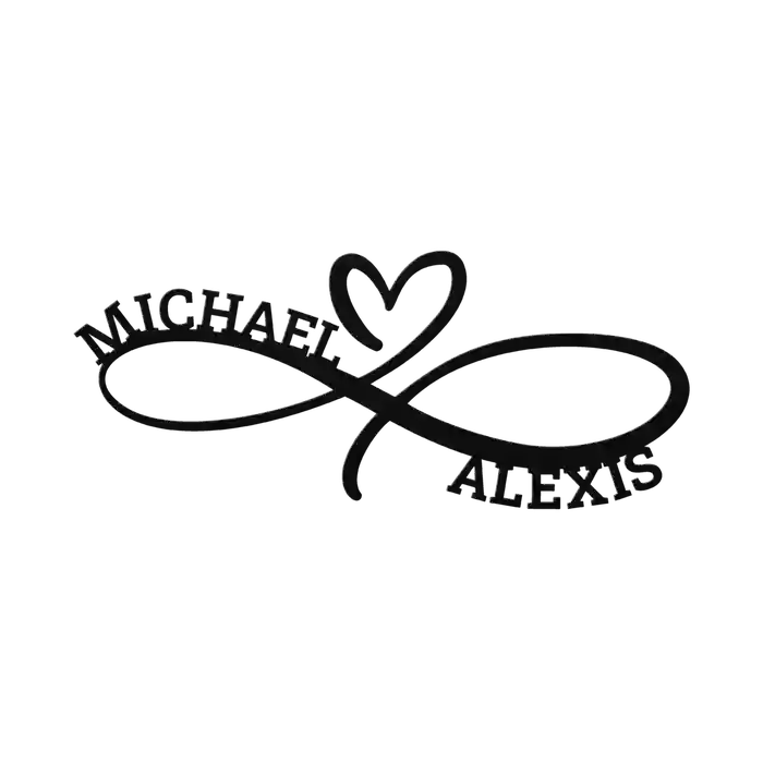 Michael & Alexis Infinity Heart Metal Sign