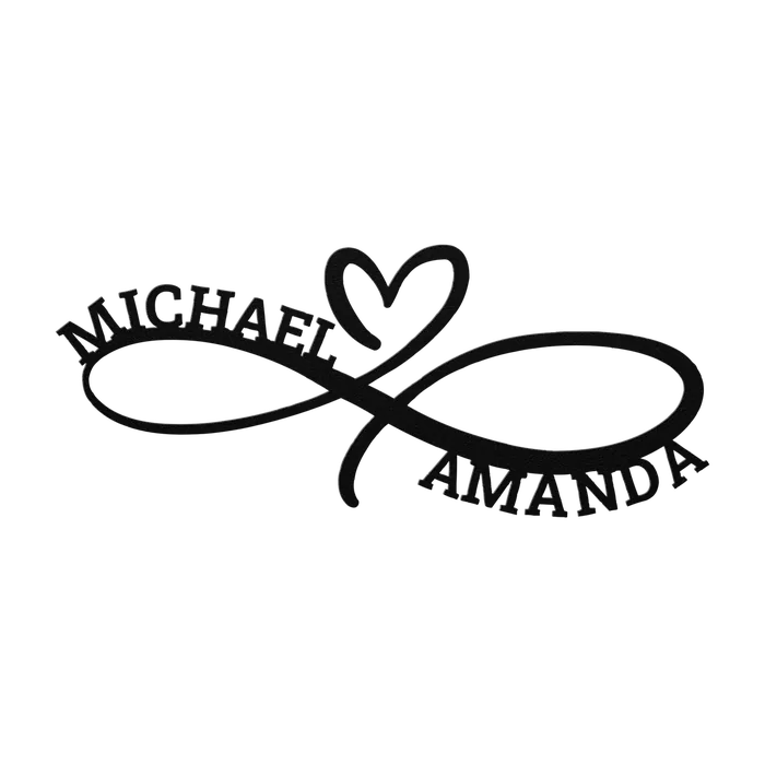 Michael & Amanda Infinity Heart Metal Sign