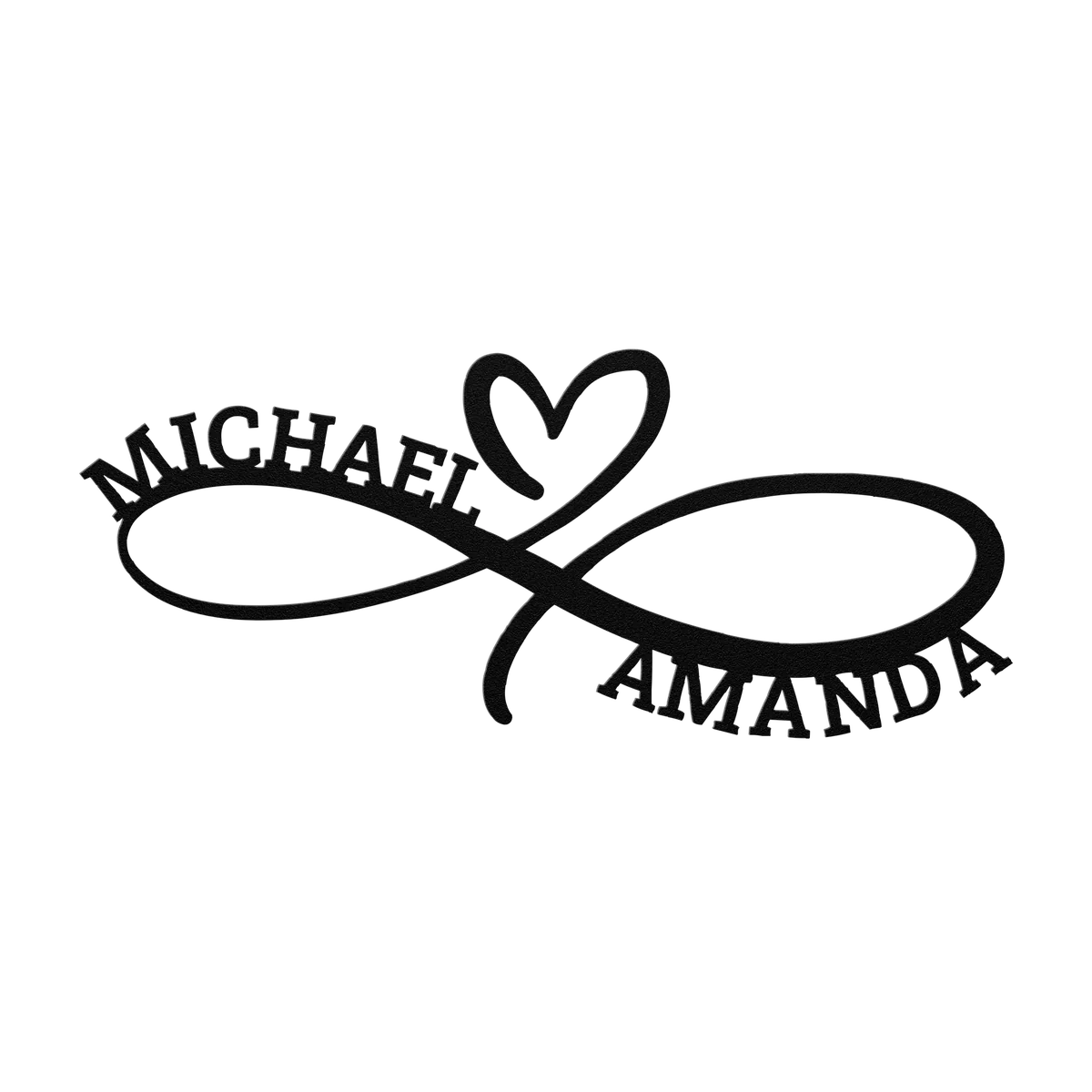 Michael & Amanda Infinity Heart Metal Sign