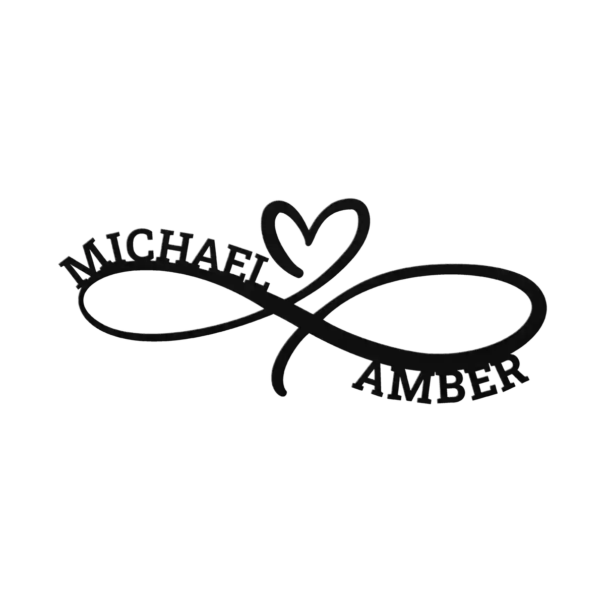 Michael & Amber Infinity Heart Metal Sign