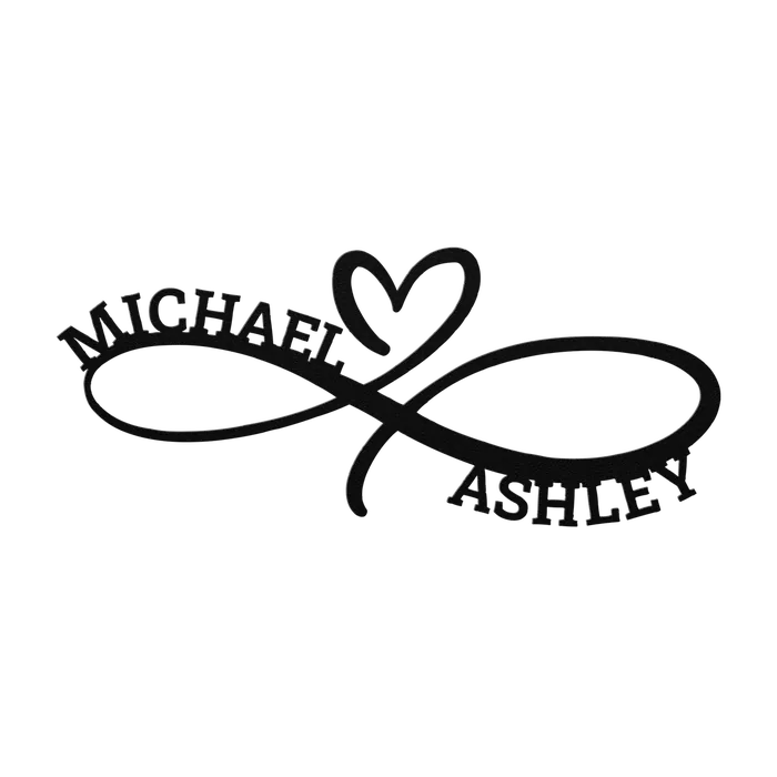 Michael & Ashley Infinity Heart Metal Sign