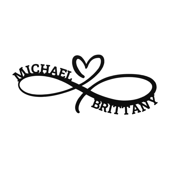 Michael & Brittany Infinity Heart Metal Sign