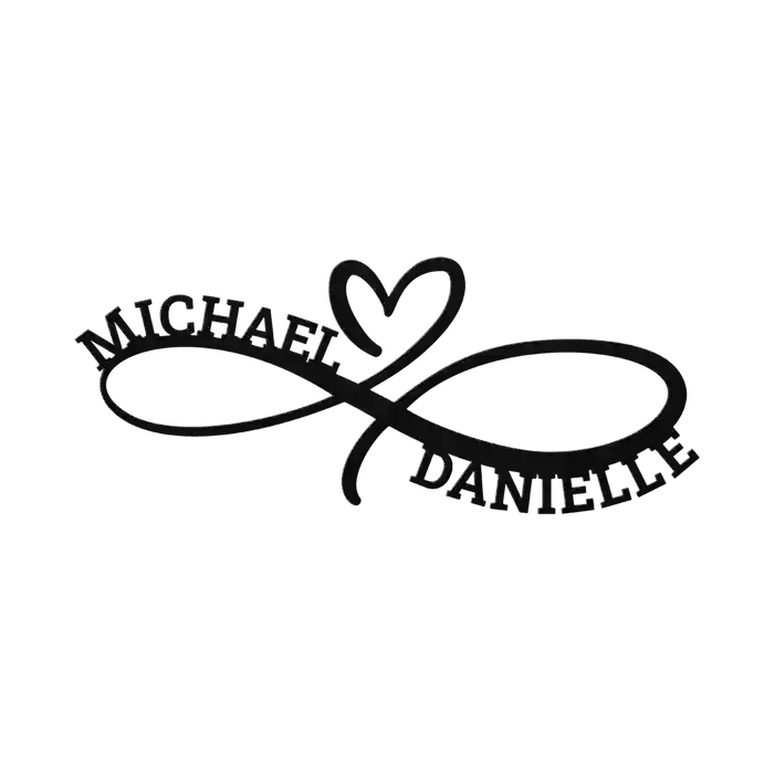 Michael & Danielle Infinity Heart Metal Sign