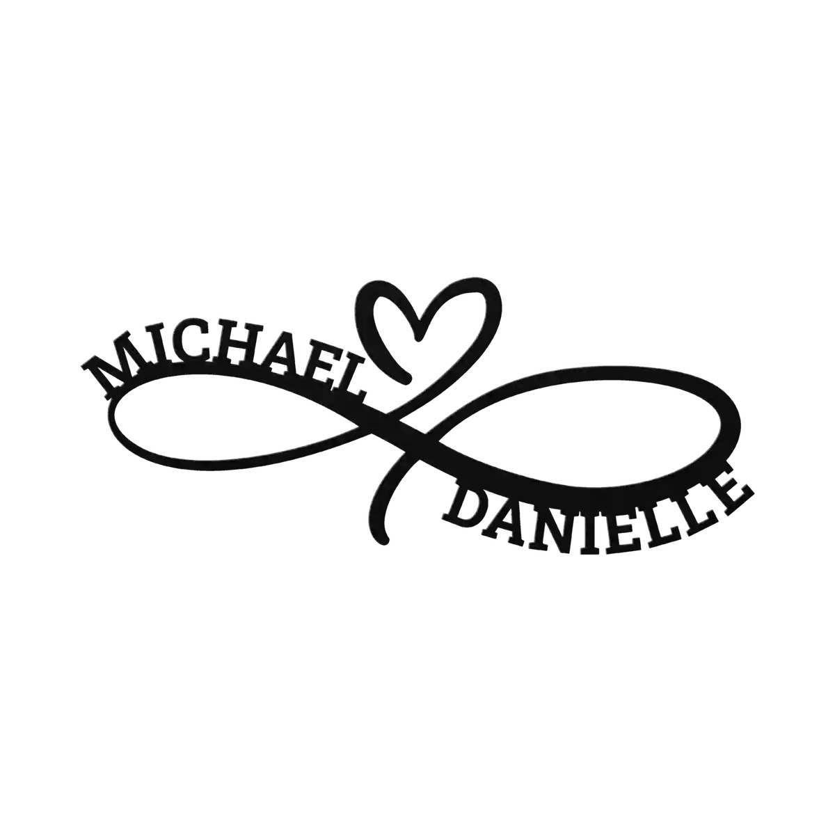 Michael & Danielle Infinity Heart Metal Sign