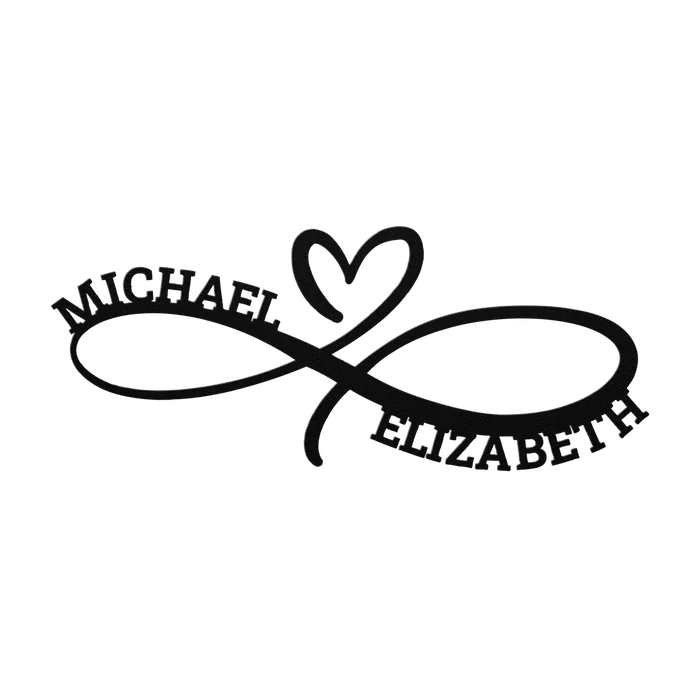 Michael & Elizabeth Infinity Heart Metal Sign