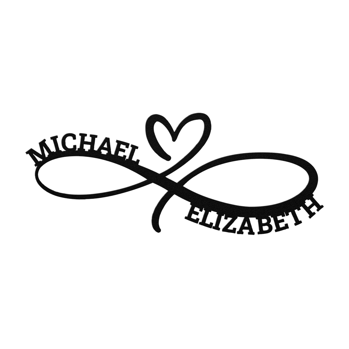 Michael & Elizabeth Infinity Heart Metal Sign