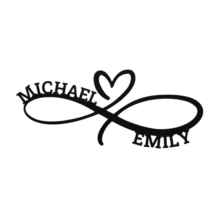 Michael & Emily Infinity Heart Metal Sign