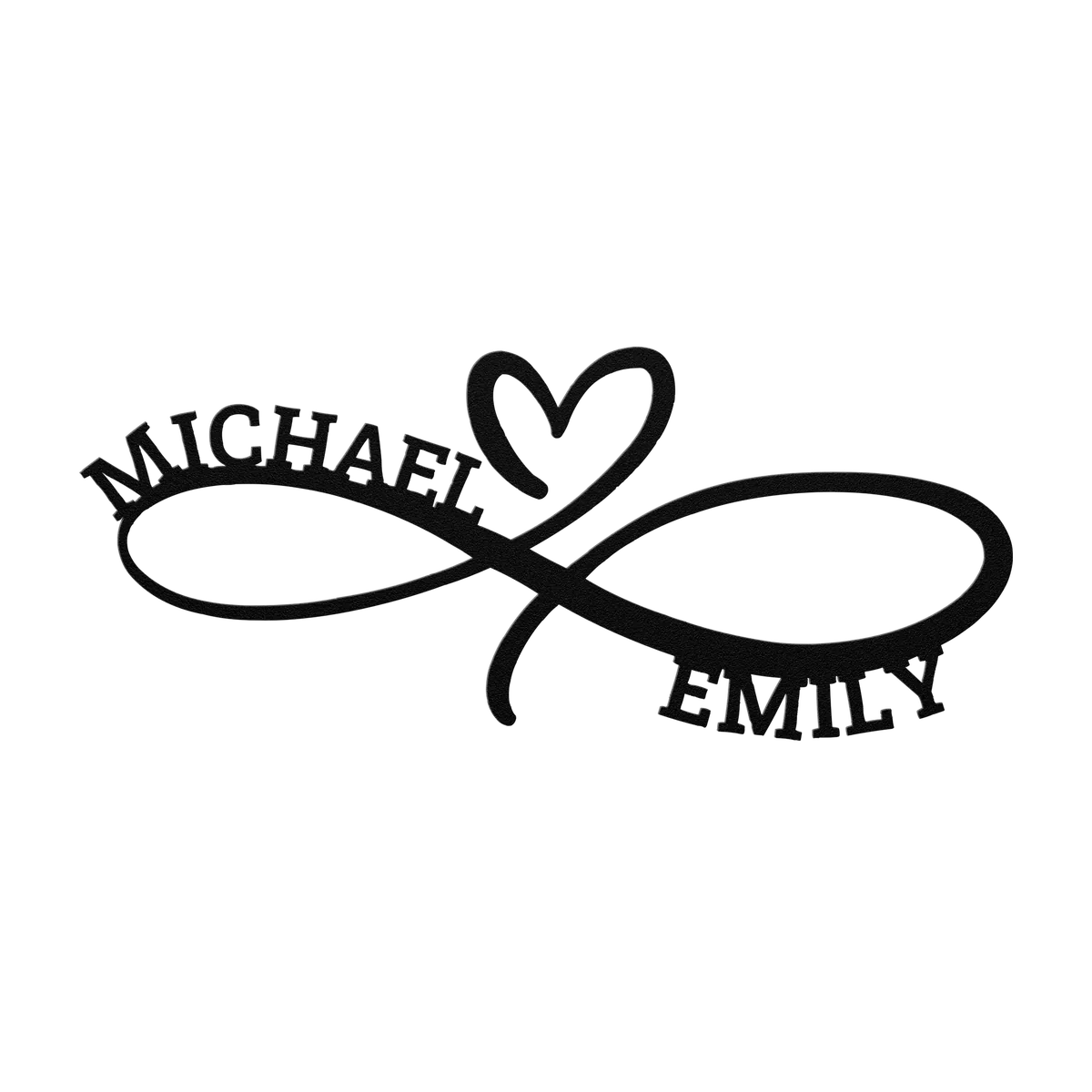Michael & Emily Infinity Heart Metal Sign
