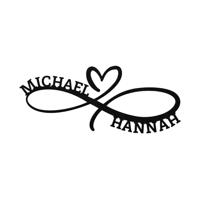 Michael & Hannah Infinity Heart Metal Sign