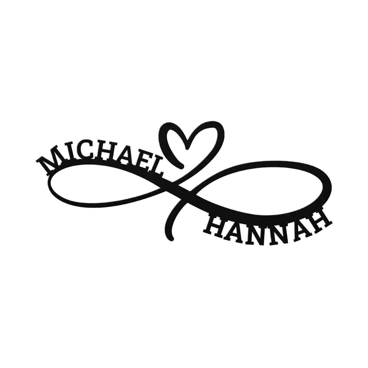 Michael & Hannah Infinity Heart Metal Sign