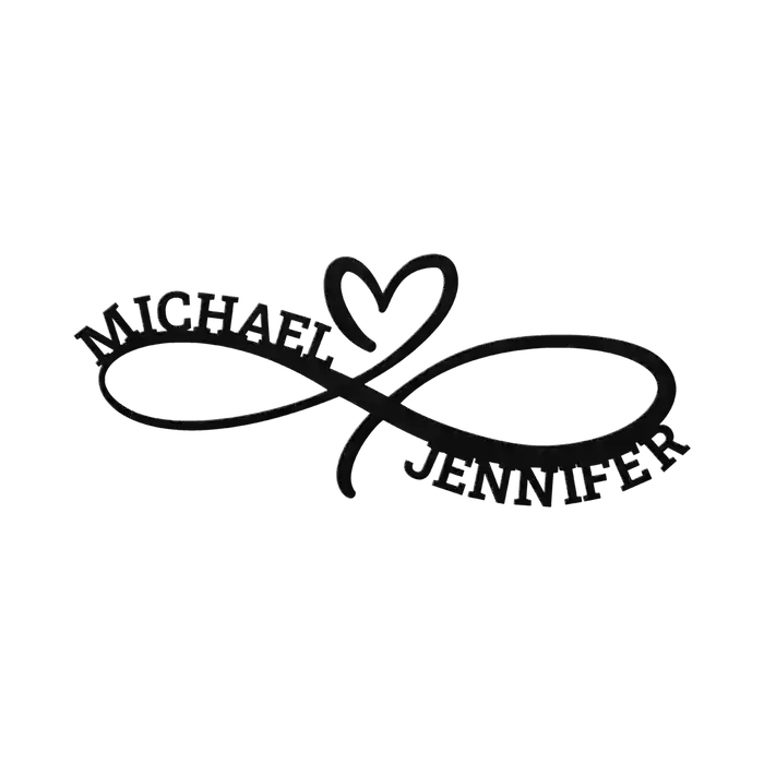 Michael & Jennifer Infinity Heart Metal Sign