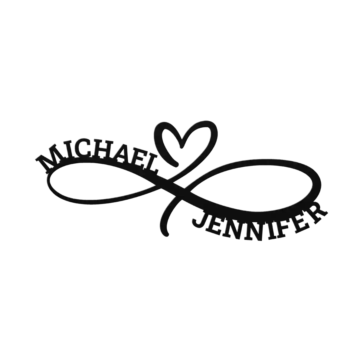 Michael & Jennifer Infinity Heart Metal Sign