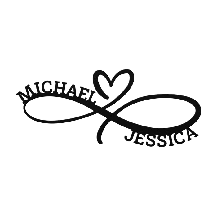 Michael & Jessica Infinity Heart Metal Sign