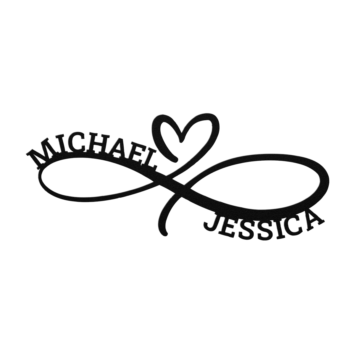 Michael & Jessica Infinity Heart Metal Sign