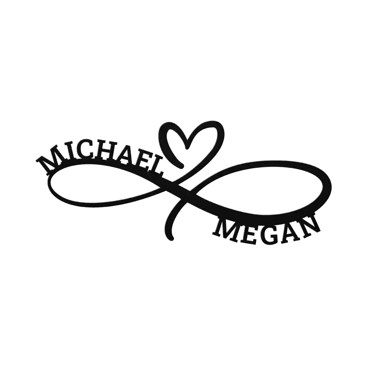 Michael & Megan Infinity Heart Metal Sign