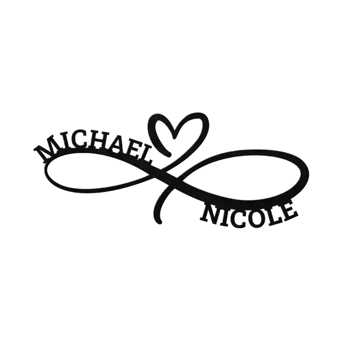 Michael & Nicole Infinity Heart Metal Sign
