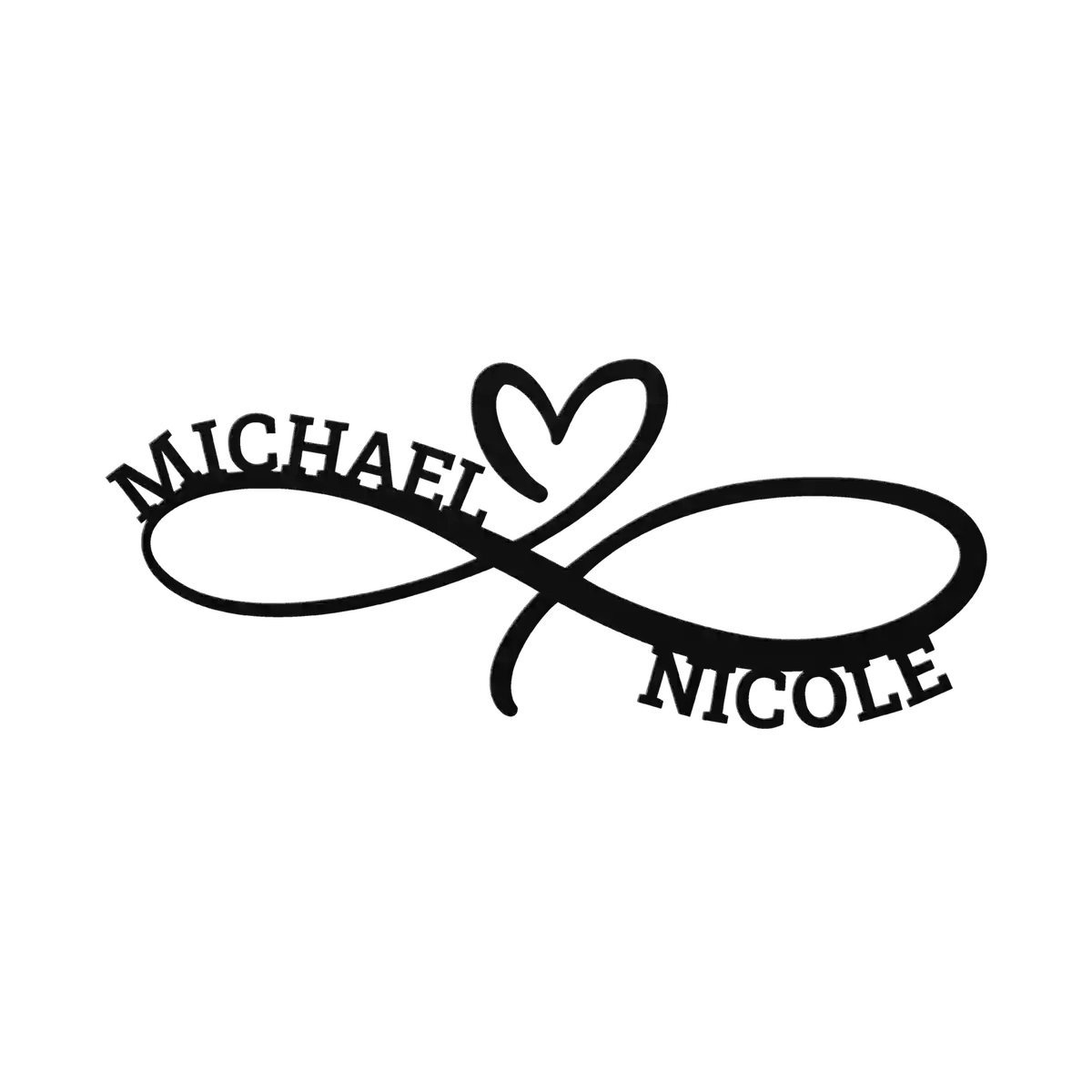 Michael & Nicole Infinity Heart Metal Sign