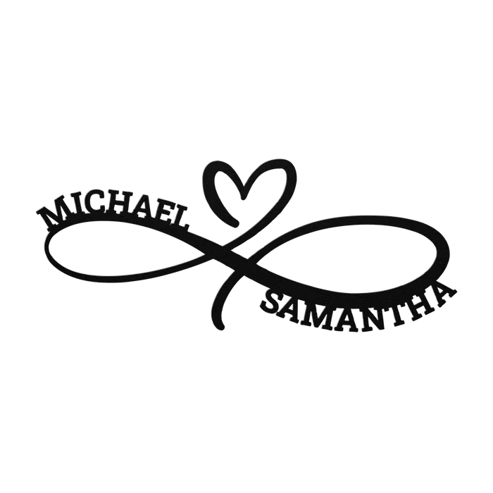 Michael & Samantha Infinity Heart Metal Sign