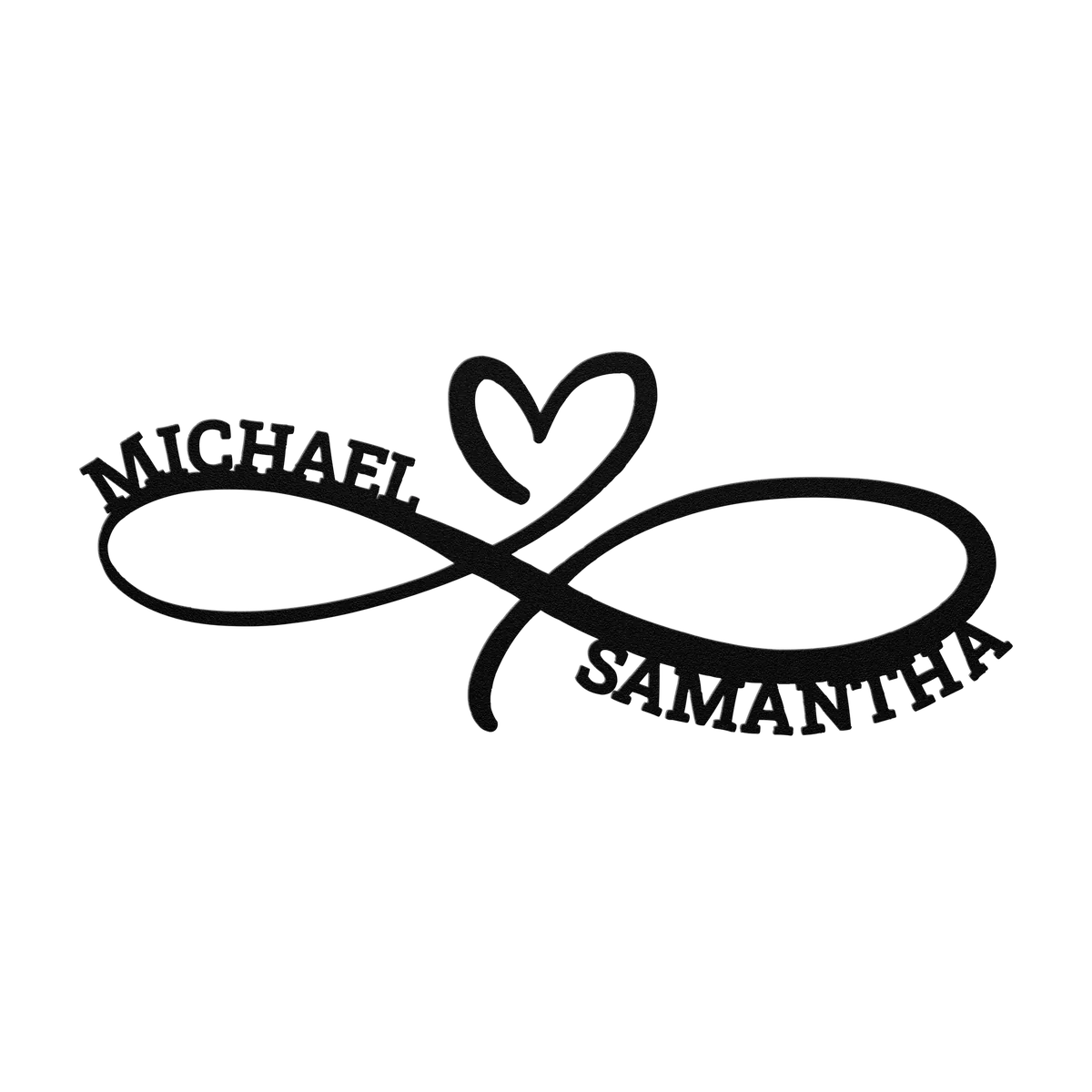 Michael & Samantha Infinity Heart Metal Sign