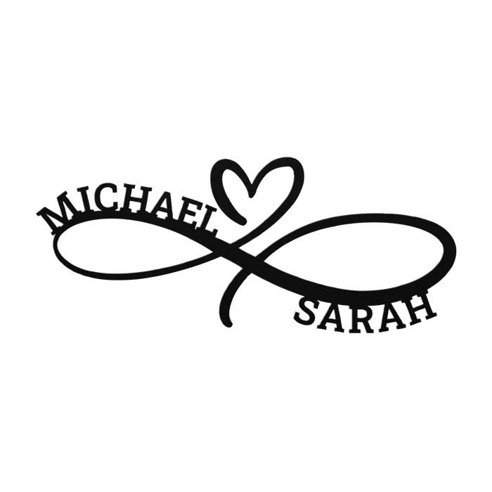 Michael & Sarah Infinity Heart Metal Sign