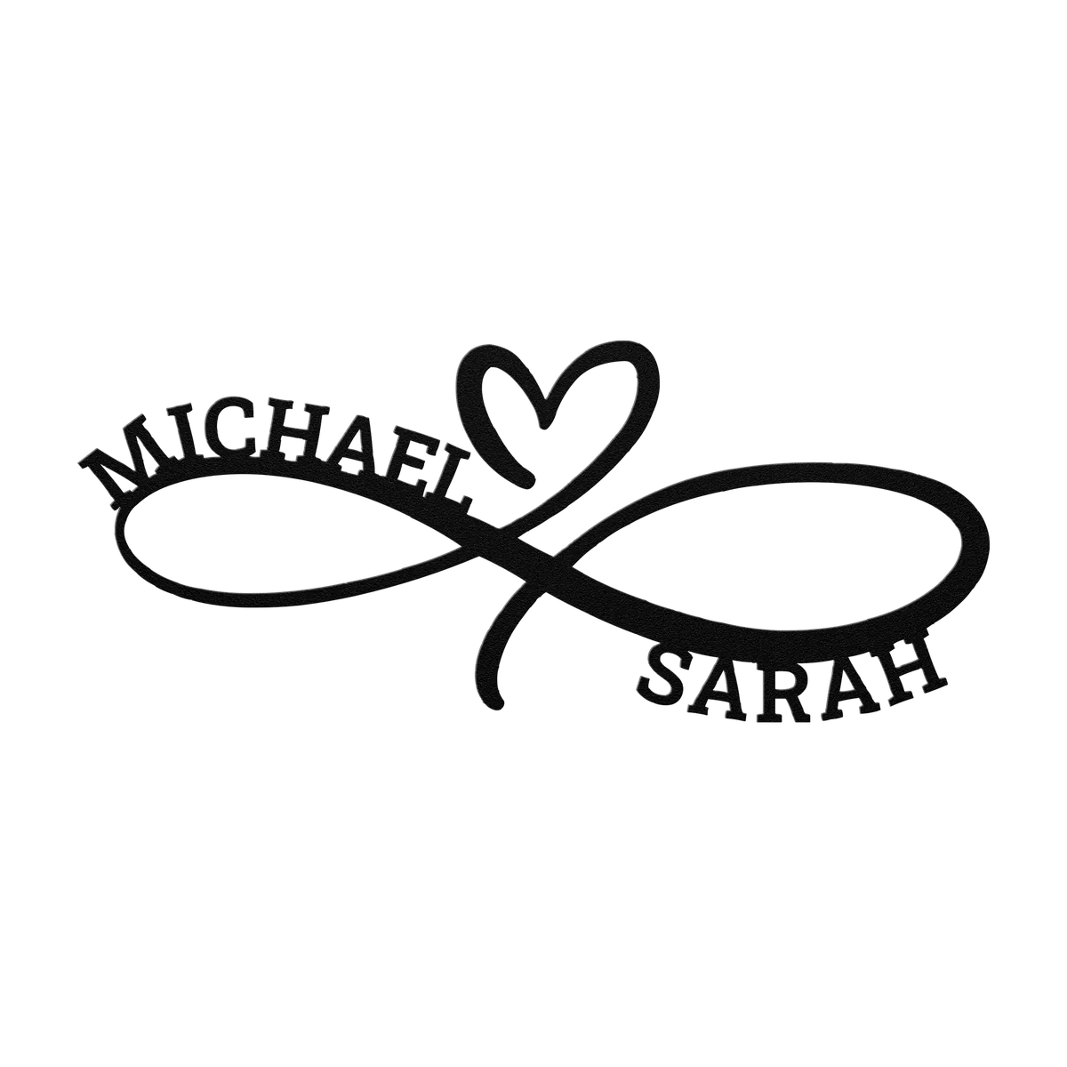 Michael & Sarah Infinity Heart Metal Sign