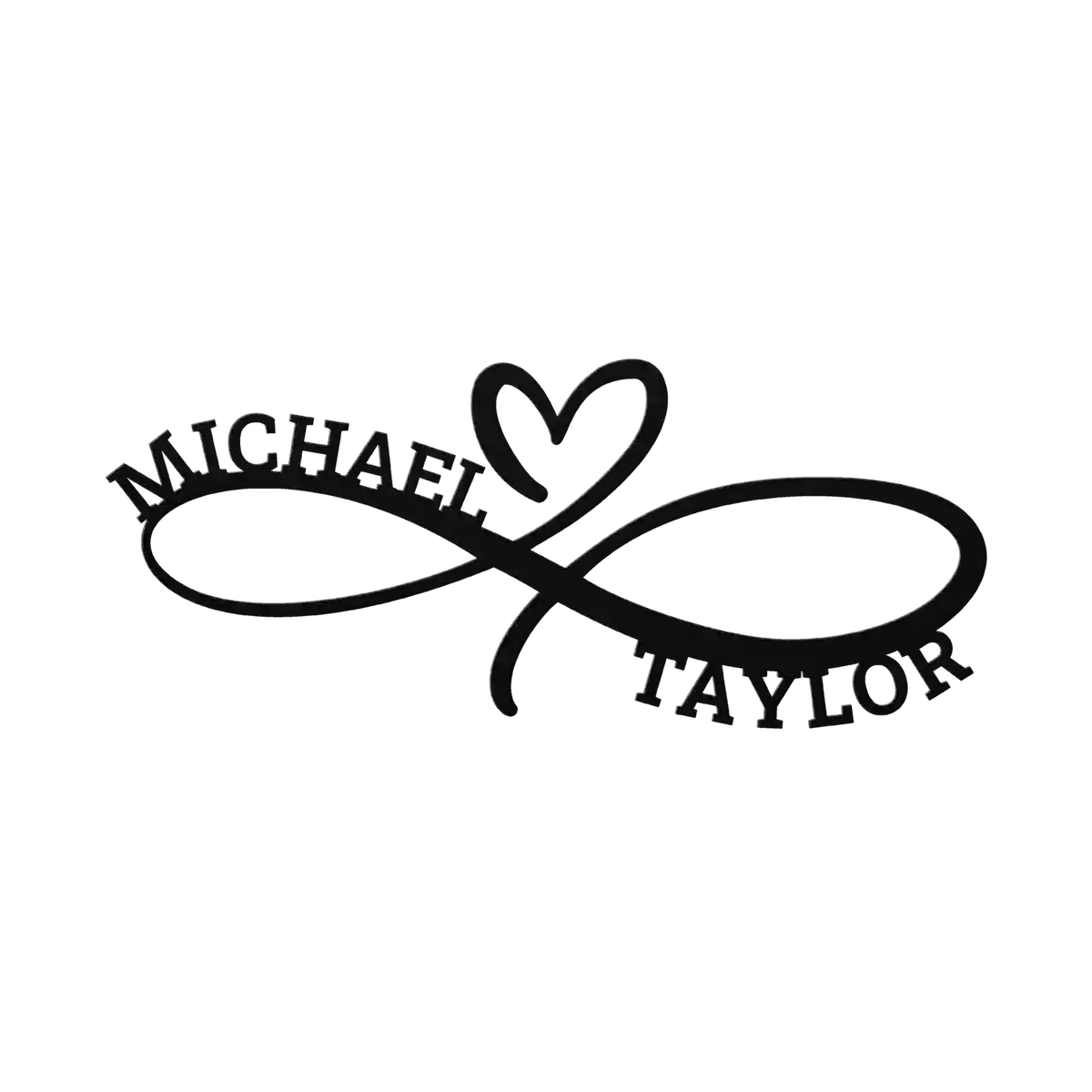 Michael & Taylor Infinity Heart Metal Sign