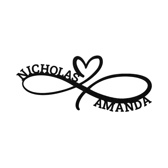 Nicholas & Amanda Infinity Heart Metal Sign