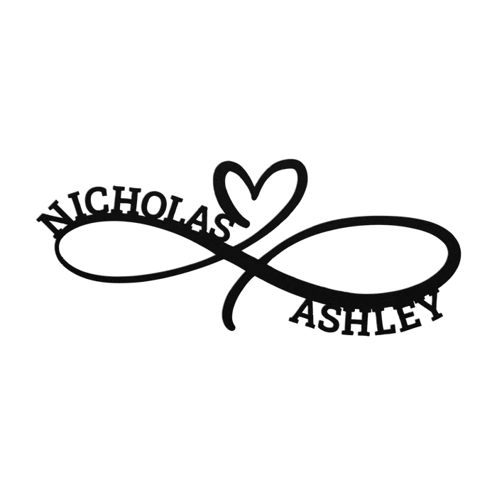 Nicholas & Ashley Infinity Heart Metal Sign