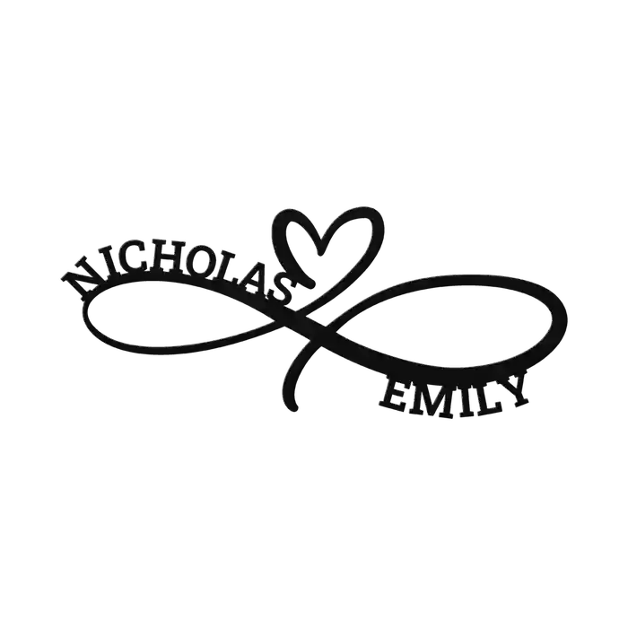 Nicholas & Emily Infinity Heart Metal Sign