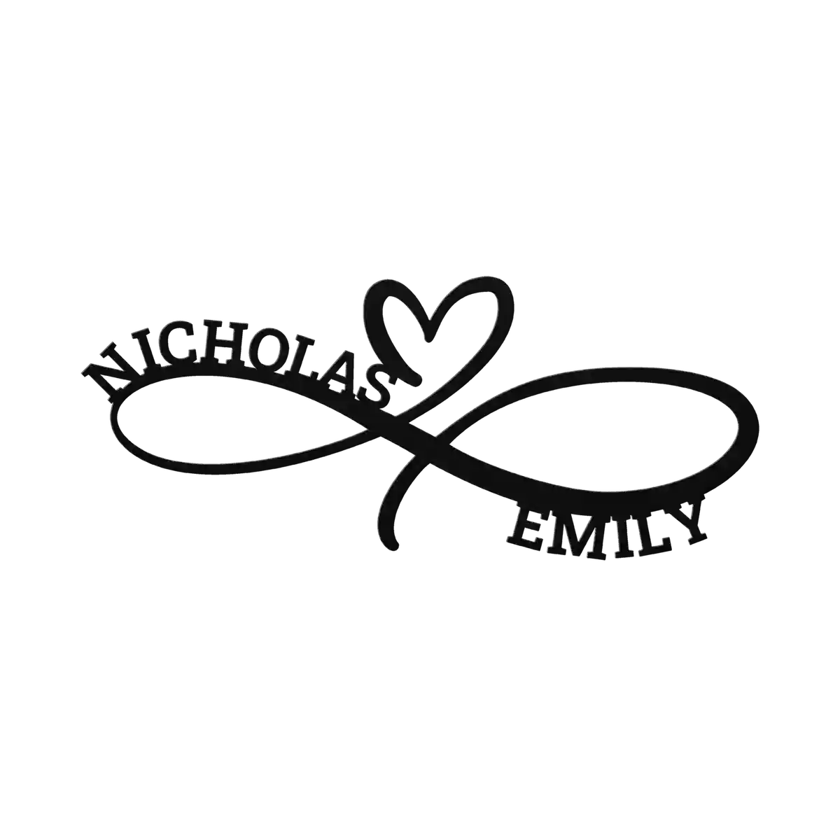 Nicholas & Emily Infinity Heart Metal Sign