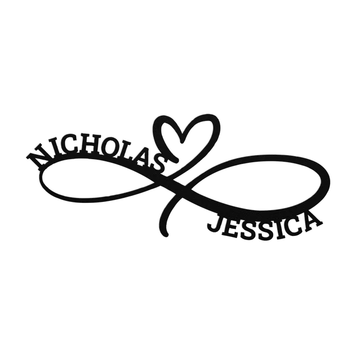 Nicholas & Jessica Infinity Heart Metal Sign