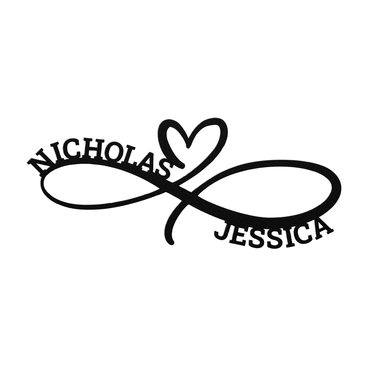 Nicholas & Jessica Infinity Heart Metal Sign