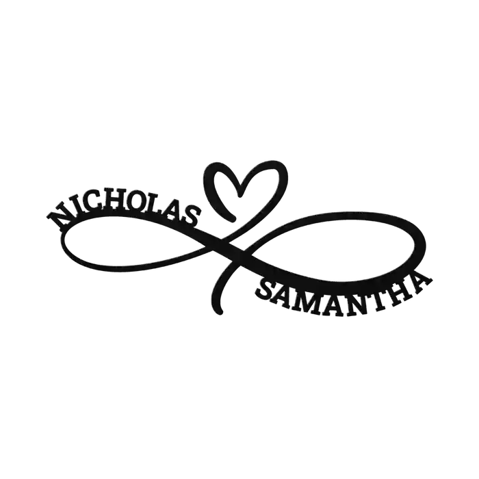 Nicholas & Samantha Infinity Heart Metal Sign