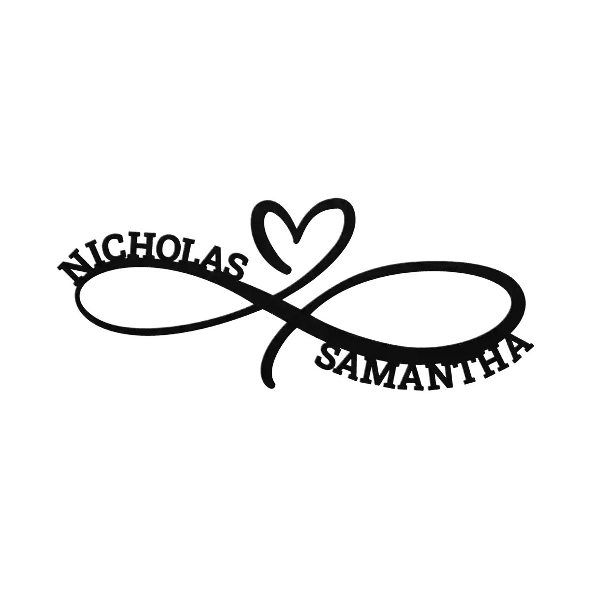 Nicholas & Samantha Infinity Heart Metal Sign