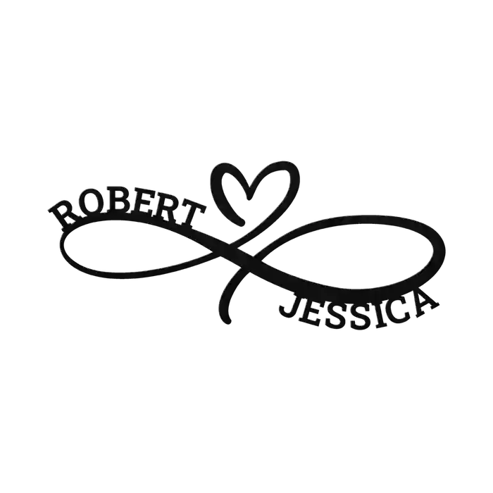Robert & Jessica Infinity Heart Metal Sign