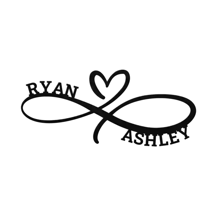 Ryan & Ashley Infinity Heart Metal Sign